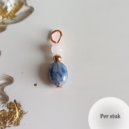 Mix & match bedels met Sodaliet en witte kwarts rosé goudkleur