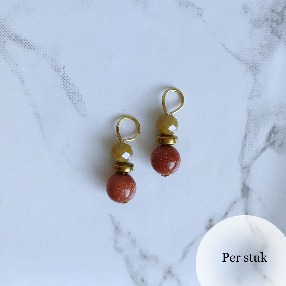 Mix & Match bedel met goudsteen en olijfkleurige facetkraal goudkleur