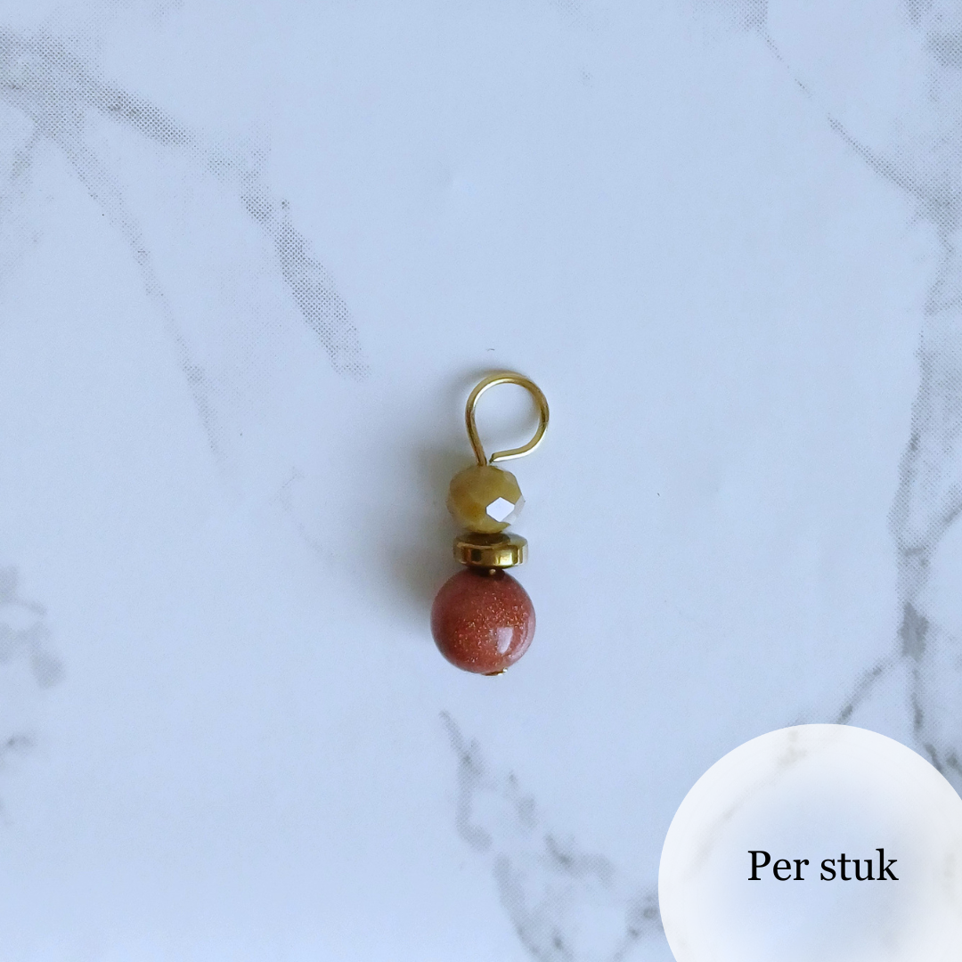 Mix & Match bedel met goudsteen en olijfkleurige facetkraal goudkleur