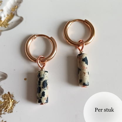 Mix & match bedels met staafvormige Dalmatiër Jaspis rosé goudkleur
