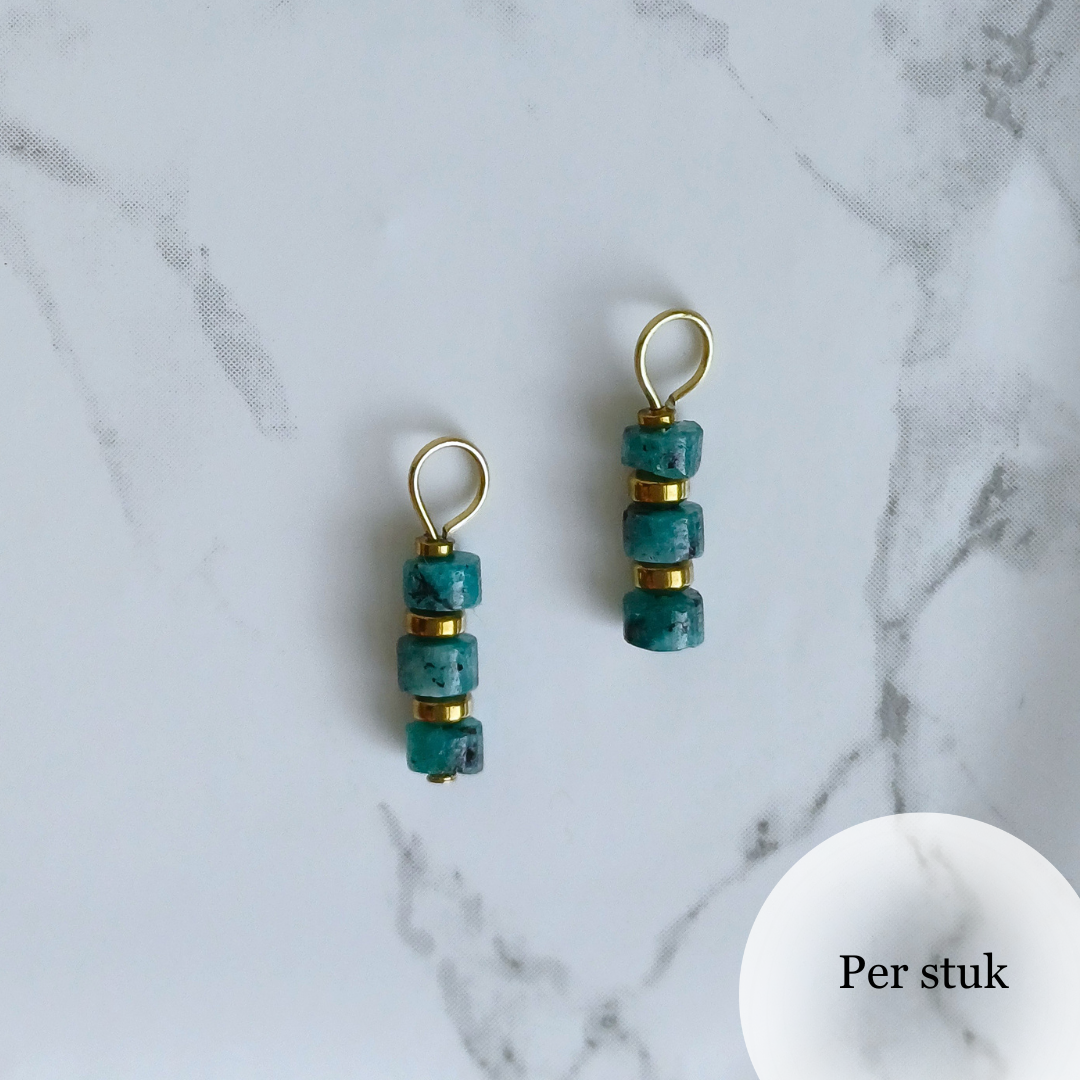 Mix & Match bedel met blauwgroene natuursteen disc kralen goudkleur