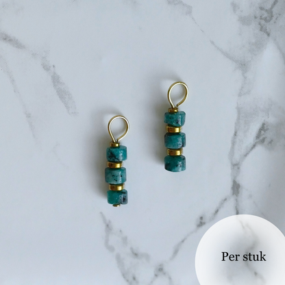 Mix & Match bedel met blauwgroene natuursteen disc kralen goudkleur