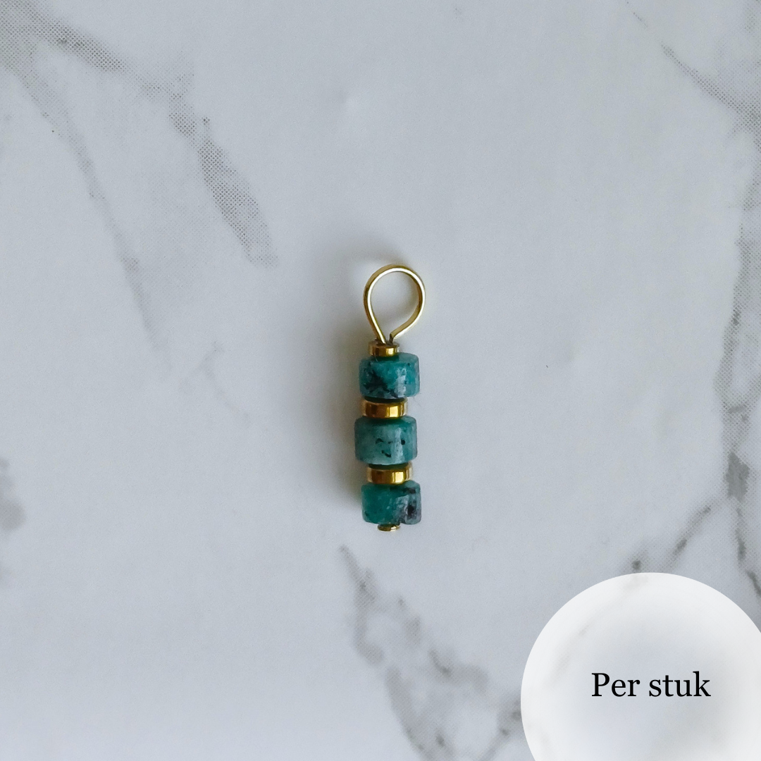 Mix & Match bedel met blauwgroene natuursteen disc kralen goudkleur