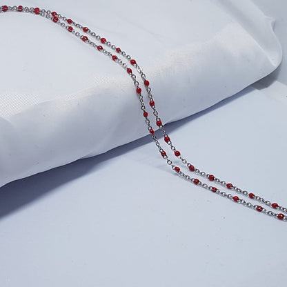 Stainless steel bracelet with red dots