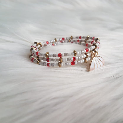 Memory wire bracelet with red shell