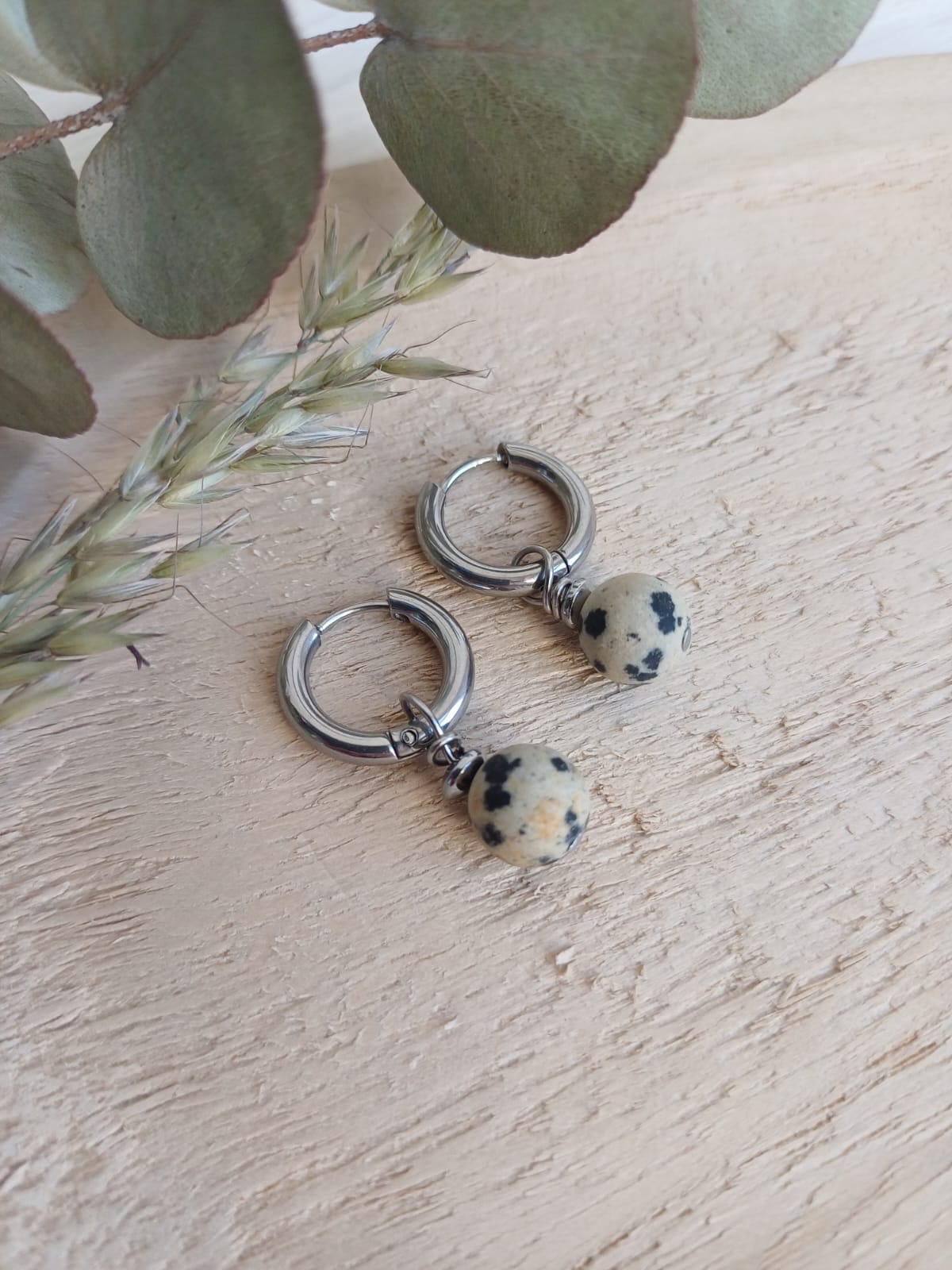 Earrings Dalmatian Jasper (silver)