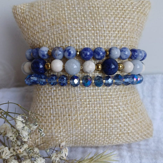 Set van armbanden in jeans blauw