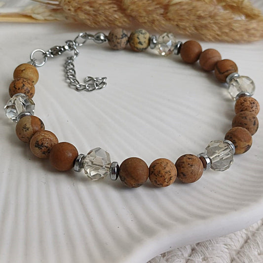 Kralenarmband met Jaspis en facetkralen