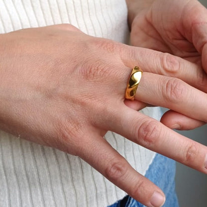 CreEZions RVS ring met gedraaide structuur