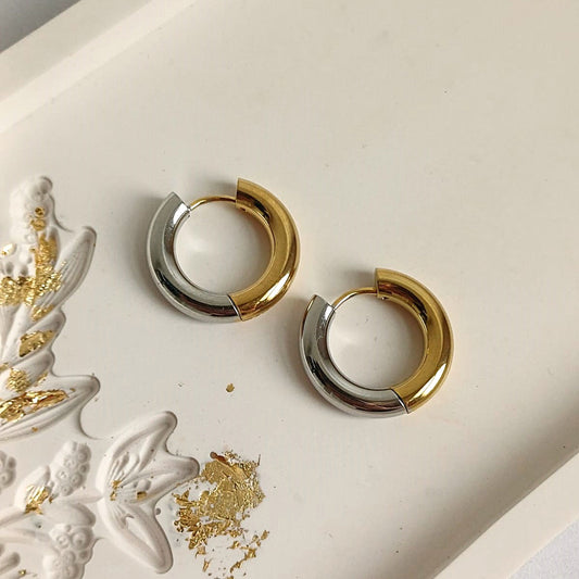 Oorringen groot zilver/goud RVS