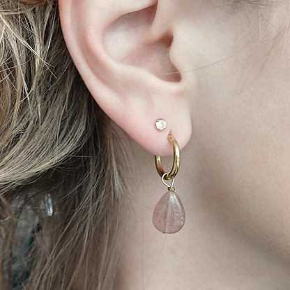 CreEZions roze oorbellen met aardbeienkwarts