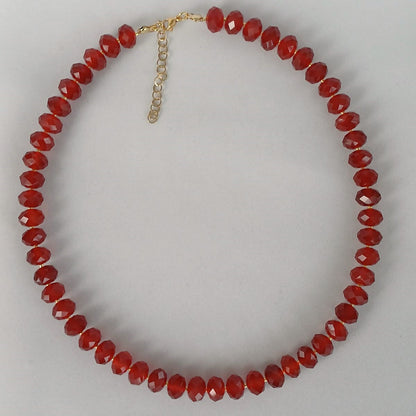 Dames ketting met carneool – stijlvolle edelsteen ketting met rode kralen