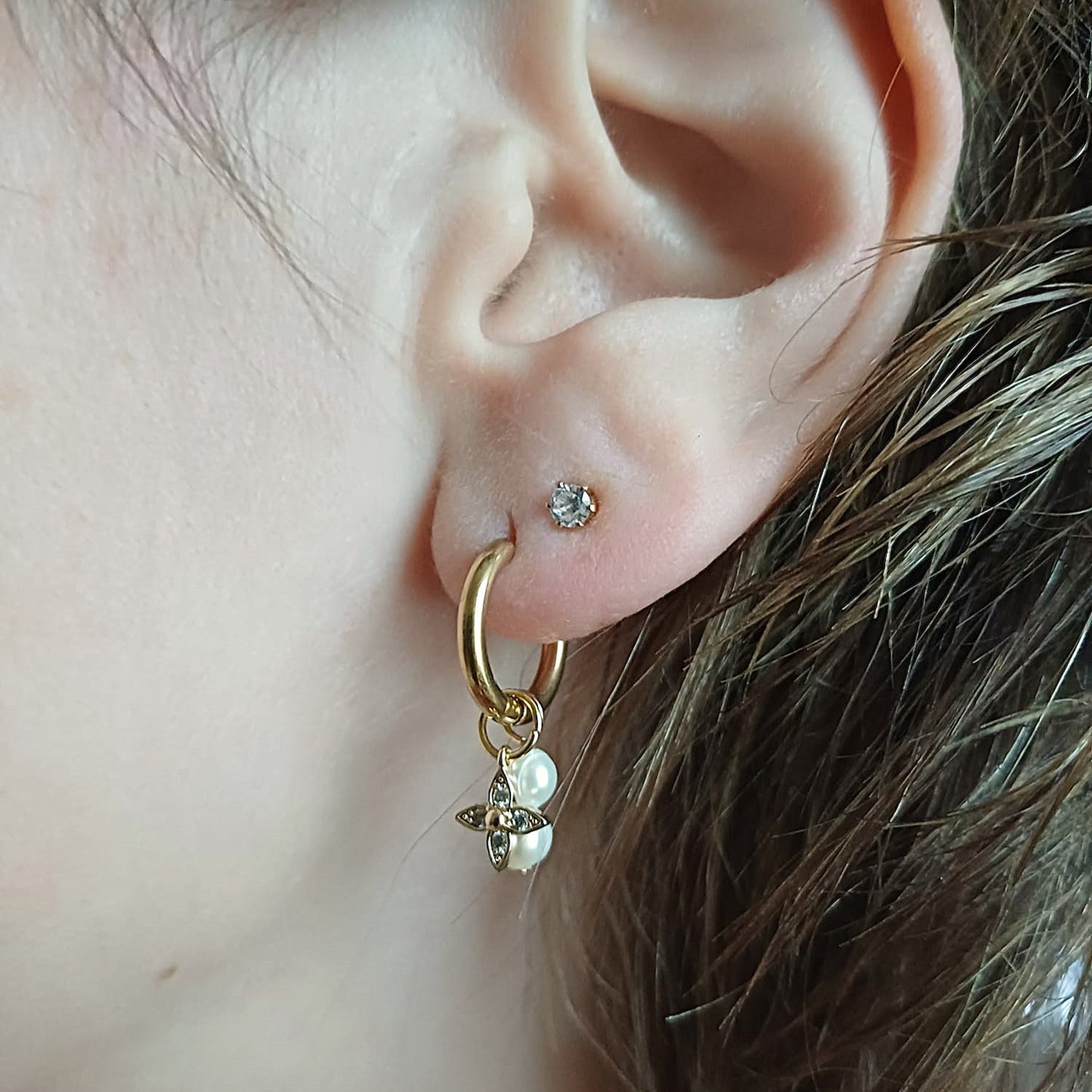 CreEZions gouden oorbellen met parels en zirkonia