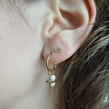 CreEZions gouden oorbellen met parels en zirkonia