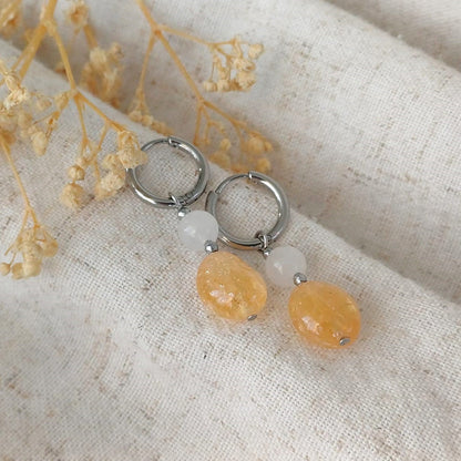 Dankbaar - Oorbellen met Citrien & Bergkristal