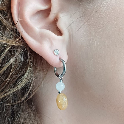 Dankbaar - Oorbellen met Citrien & Bergkristal