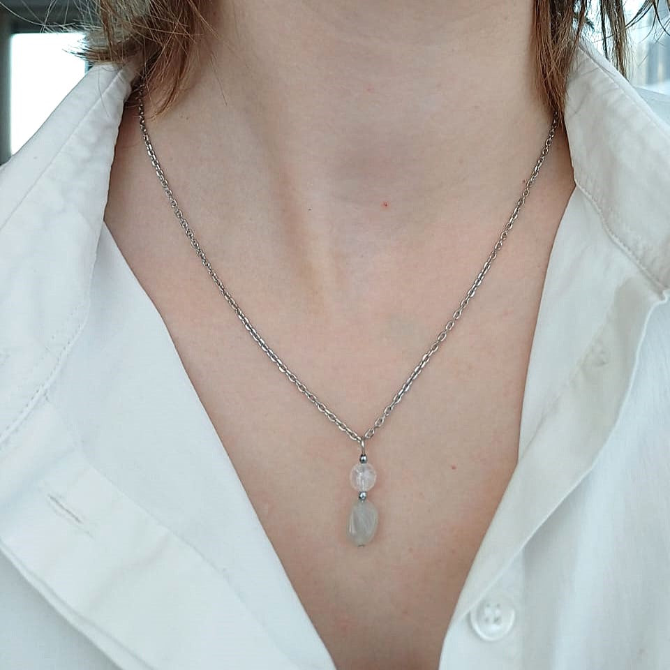 Light of the World - Ketting met Maansteen & Bergkristal