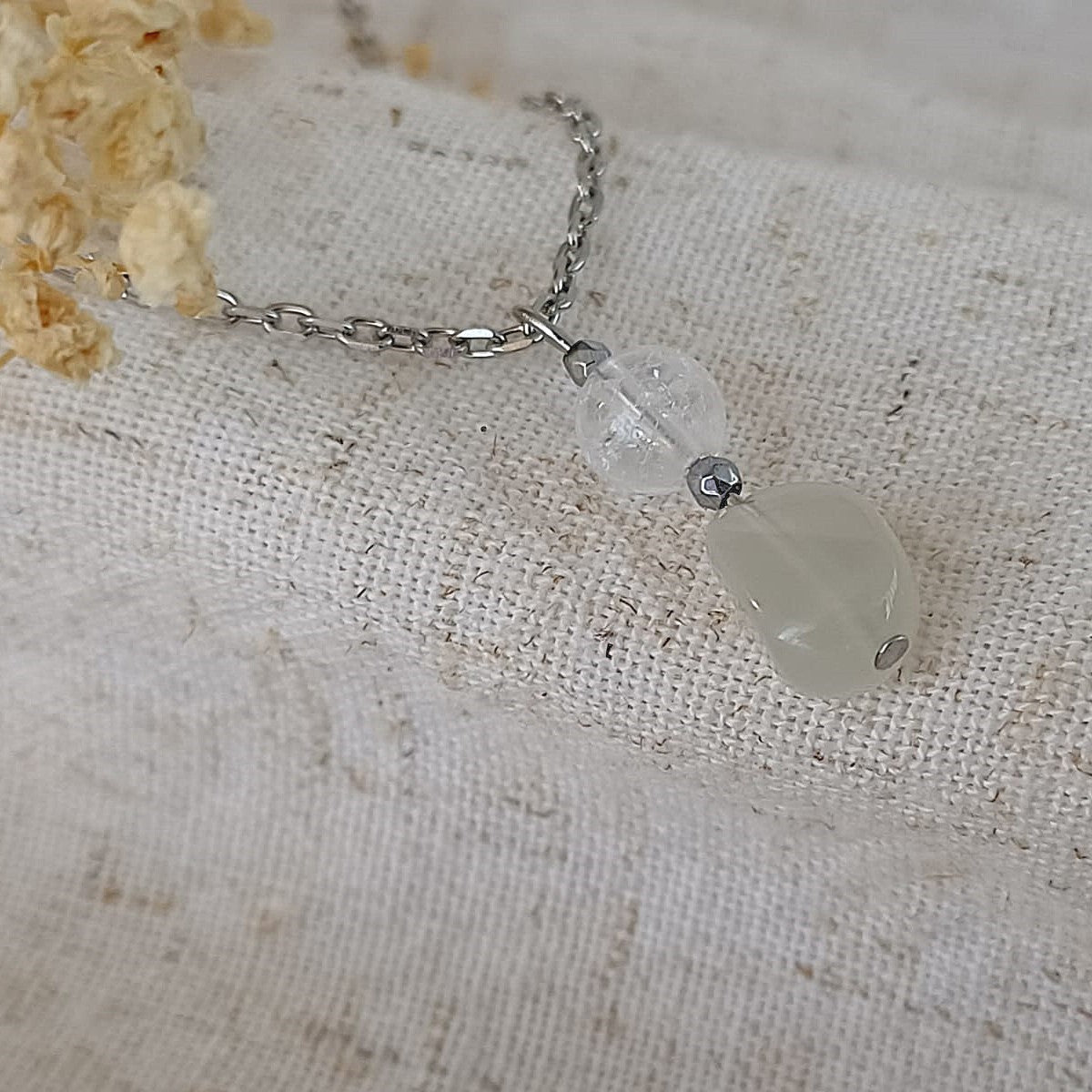 Light of the World - Ketting met Maansteen & Bergkristal