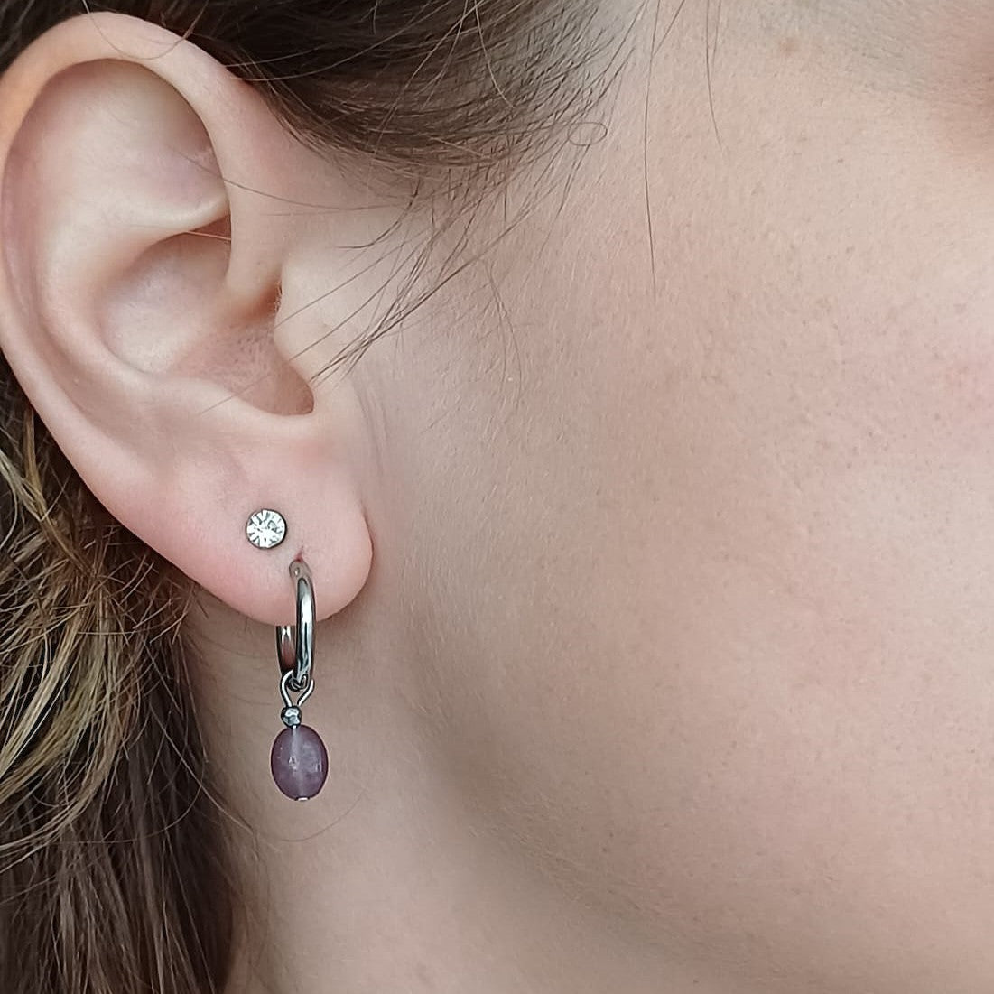 Faith over Fear - Oorbellen met Amethist