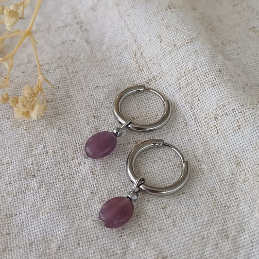 Faith over Fear - Oorbellen met Amethist