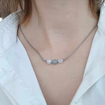 Levend Water - Ketting met blauwe Kwarts & Bergkristal
