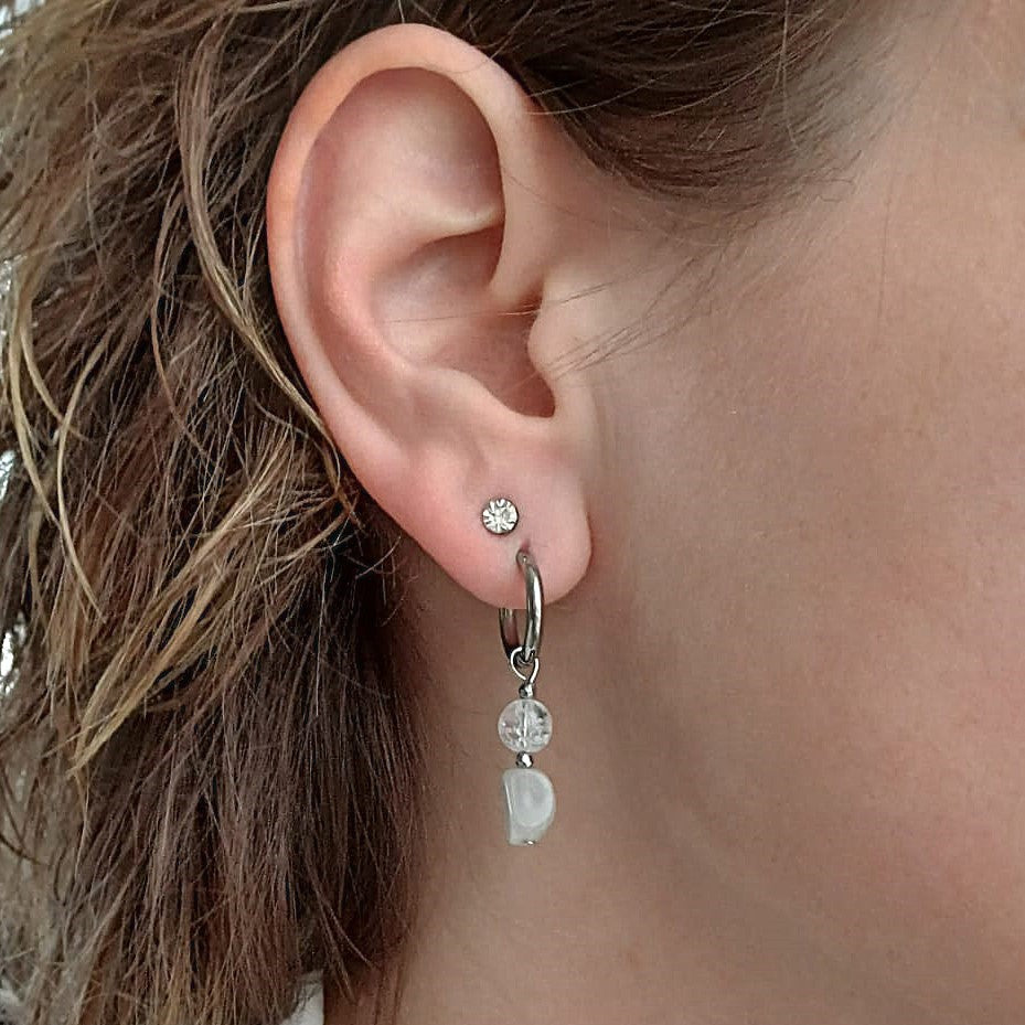 Light of the World - Oorbellen met Maansteen & Bergkristal