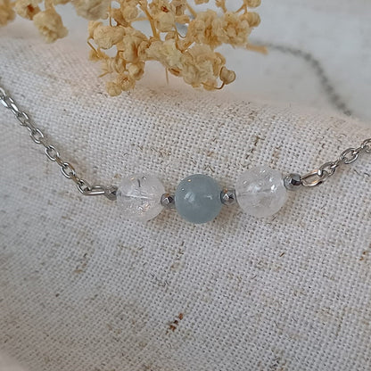 Levend Water - Ketting met blauwe Kwarts & Bergkristal