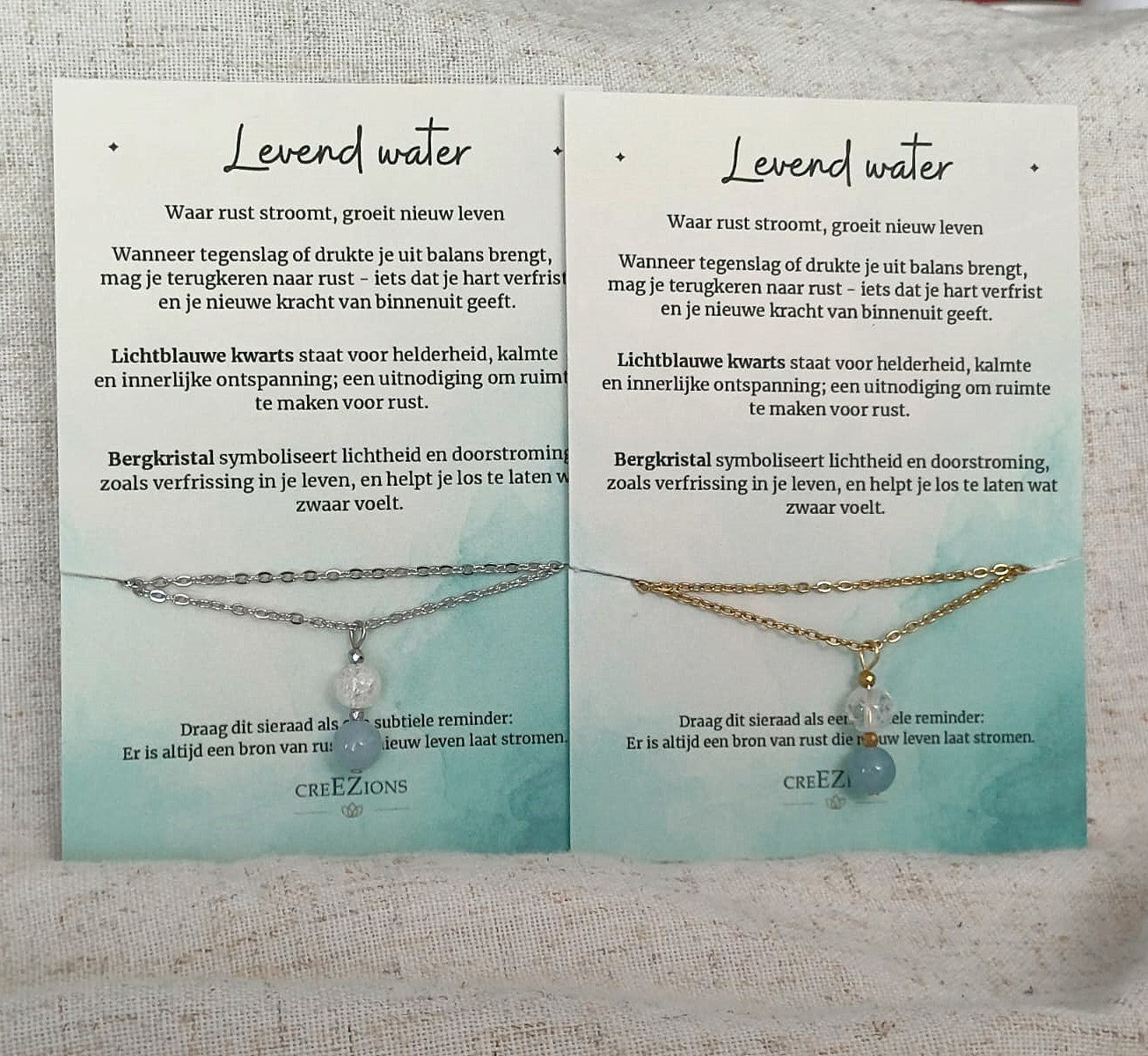 Levend Water - Ketting met blauwe Kwarts & Bergkristal
