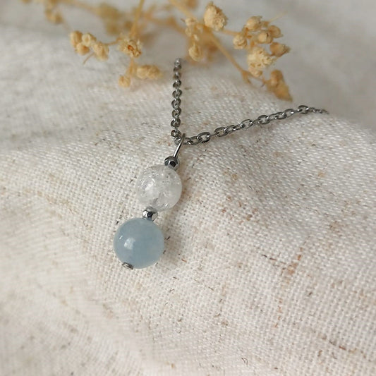 Levend Water - Ketting met blauwe Kwarts & Bergkristal