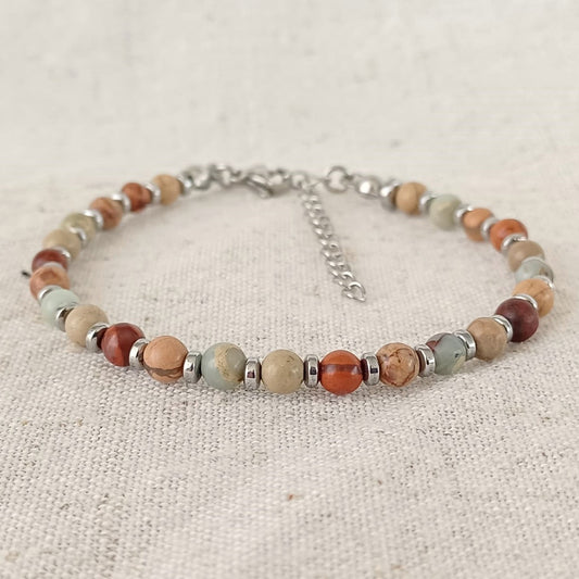RVS armband met aqua terra jaspis – natuurlijke balans