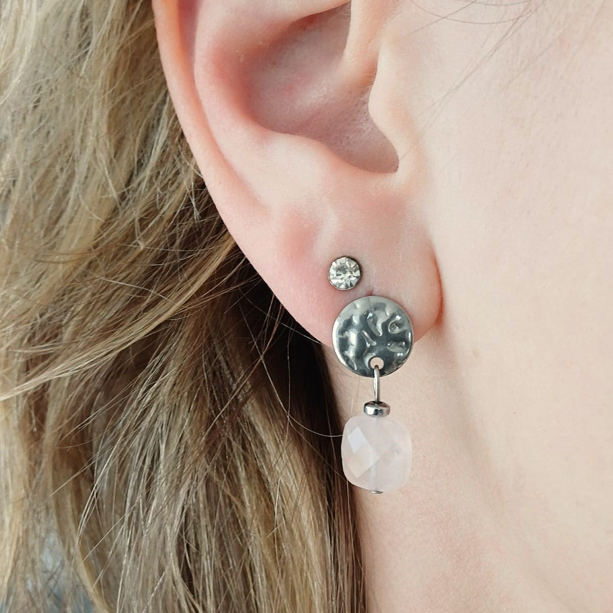 CreEZions elegante oorstekers met rozenkwarts