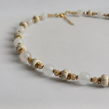 Elegante ketting met turquoise, lotus jaspis & zoetwaterparels – limited edition