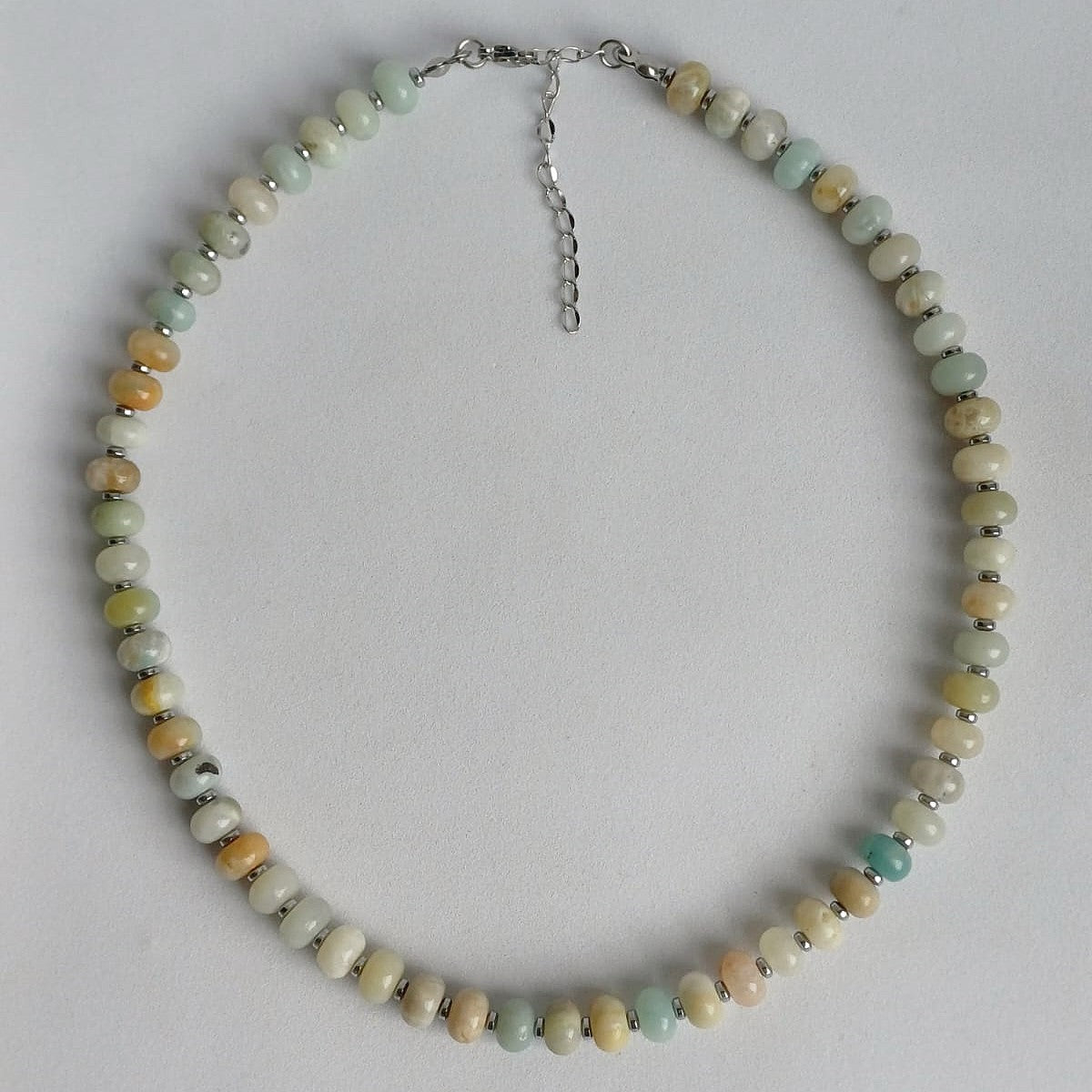 Amazoniet ketting met donut kralen - limited edition