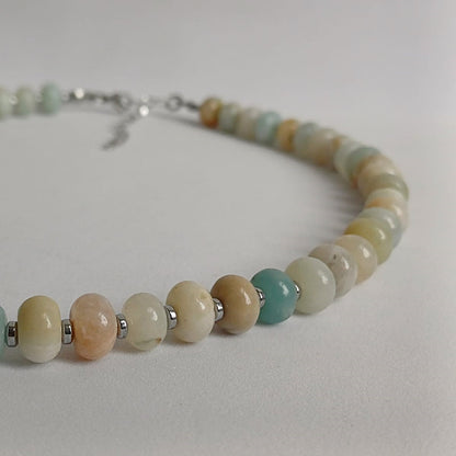 Amazoniet ketting met donut kralen - limited edition