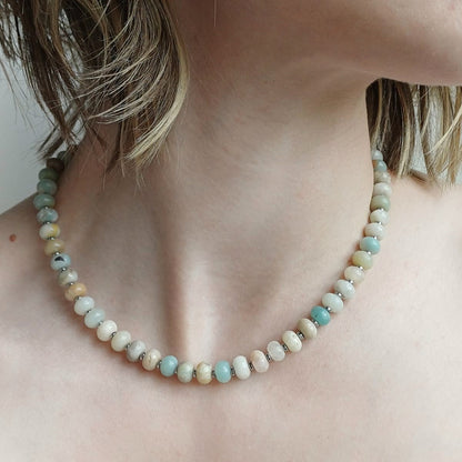 Amazoniet ketting met donut kralen - limited edition
