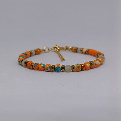 Armband met blauwe chalcedoon en oranje-blauwe turquoise
