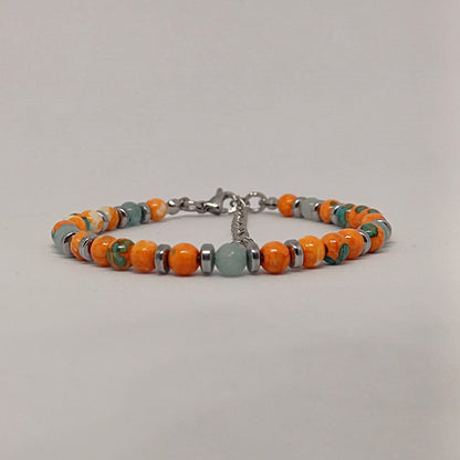 Armband met blauwe chalcedoon en oranje-blauwe turquoise
