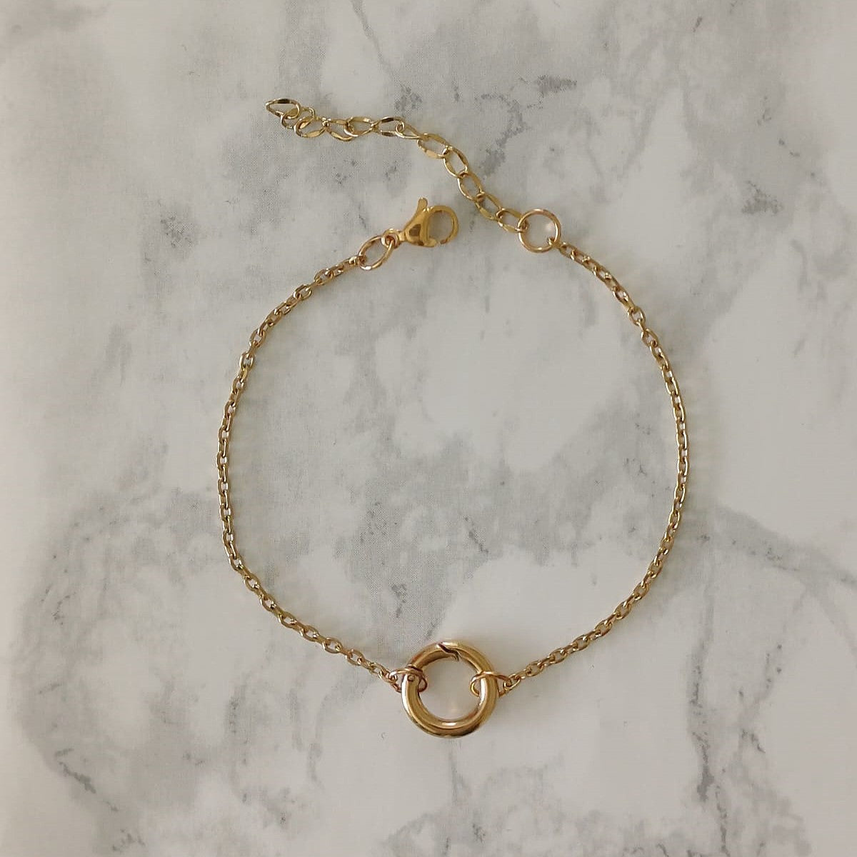 Mix & match armband van RVS met spring gate sluiting goudkleurig