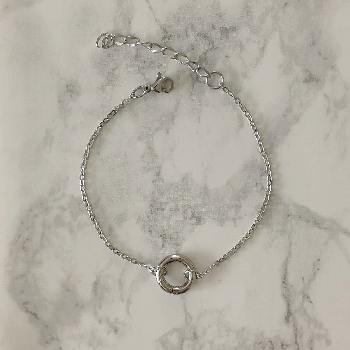Mix & match armband van RVS met spring gate sluiting zilverkleurig
