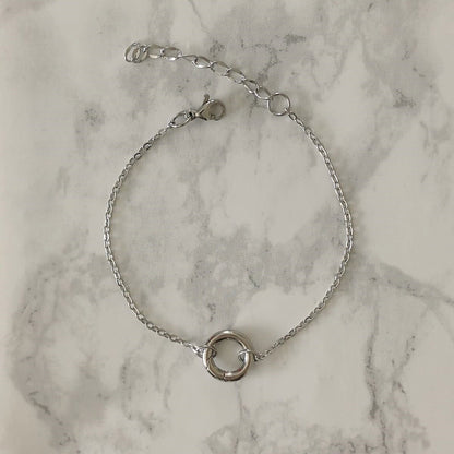 Mix & match armband van RVS met spring gate sluiting zilverkleurig