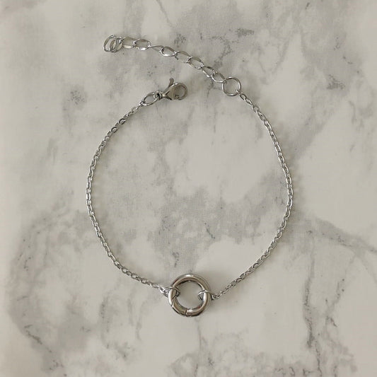 Mix & match armband van RVS met spring gate sluiting zilverkleurig
