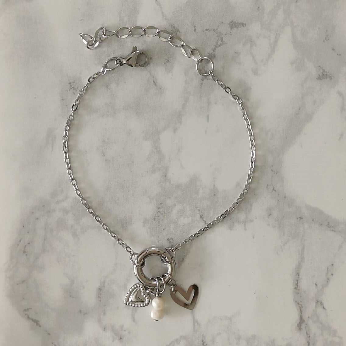 Mix & match armband van RVS met spring gate sluiting zilverkleurig