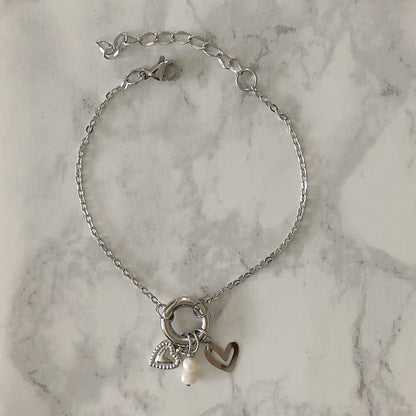 Mix & match armband van RVS met spring gate sluiting zilverkleurig