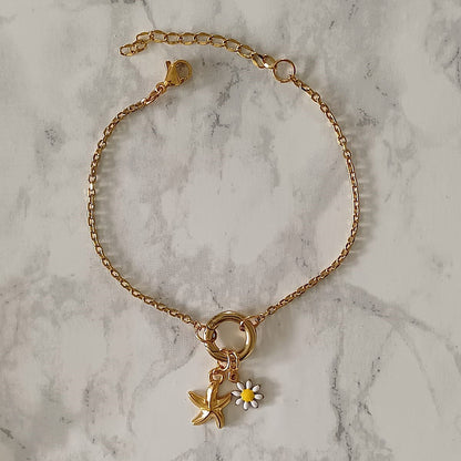Mix & match armband van RVS met spring gate sluiting goudkleurig