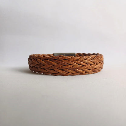 Herenarmband van verfijnd gevlochten echt leer