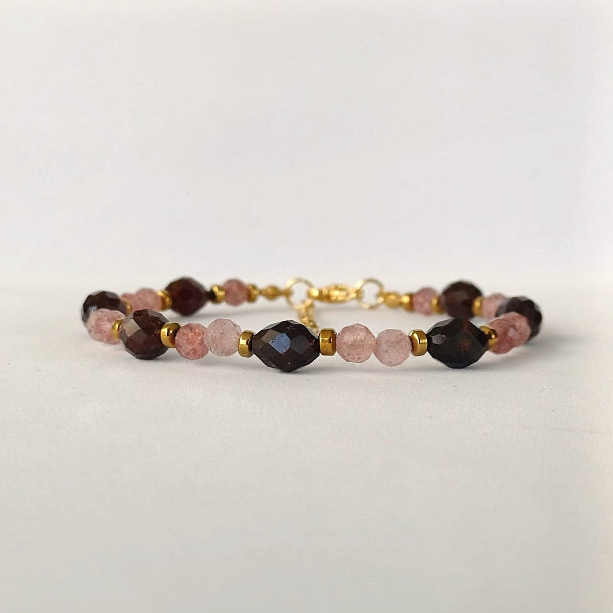 Edelsteen armband met zonnesteen en granaat