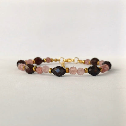 Edelsteen armband met zonnesteen en granaat