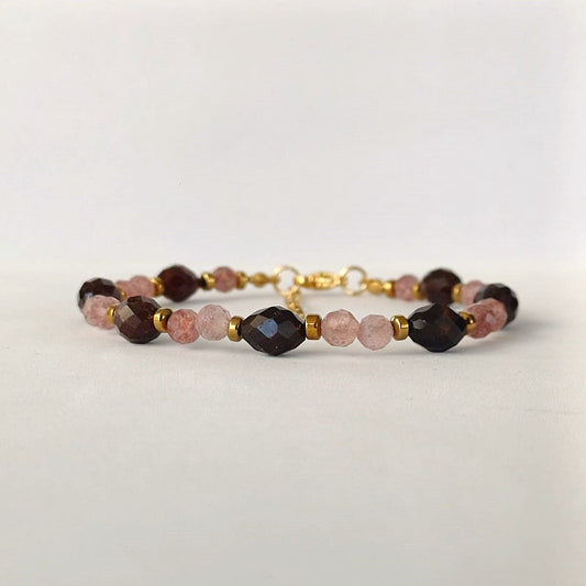 Edelsteen armband met zonnesteen en granaat