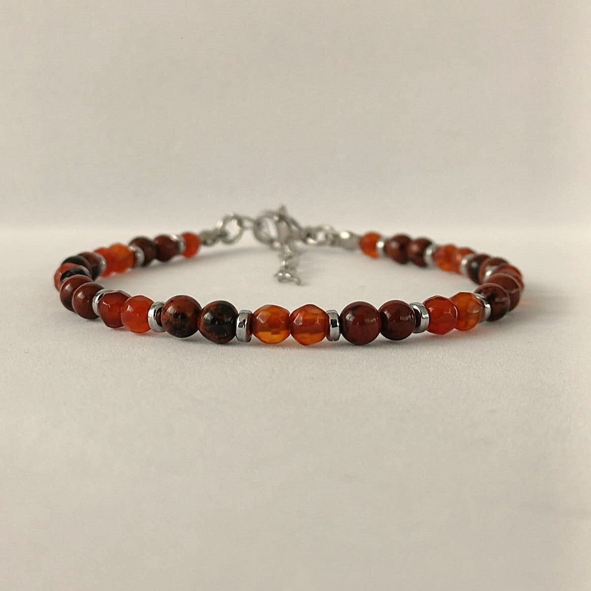 Armband met bruinrode agaat en mahonie jaspis