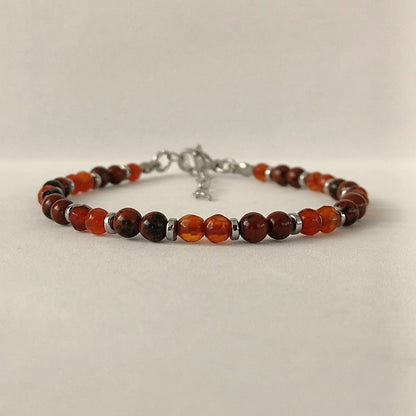 Armband met bruinrode agaat en mahonie jaspis